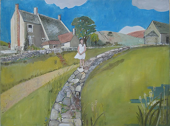 Girl on a Cotswold Wall